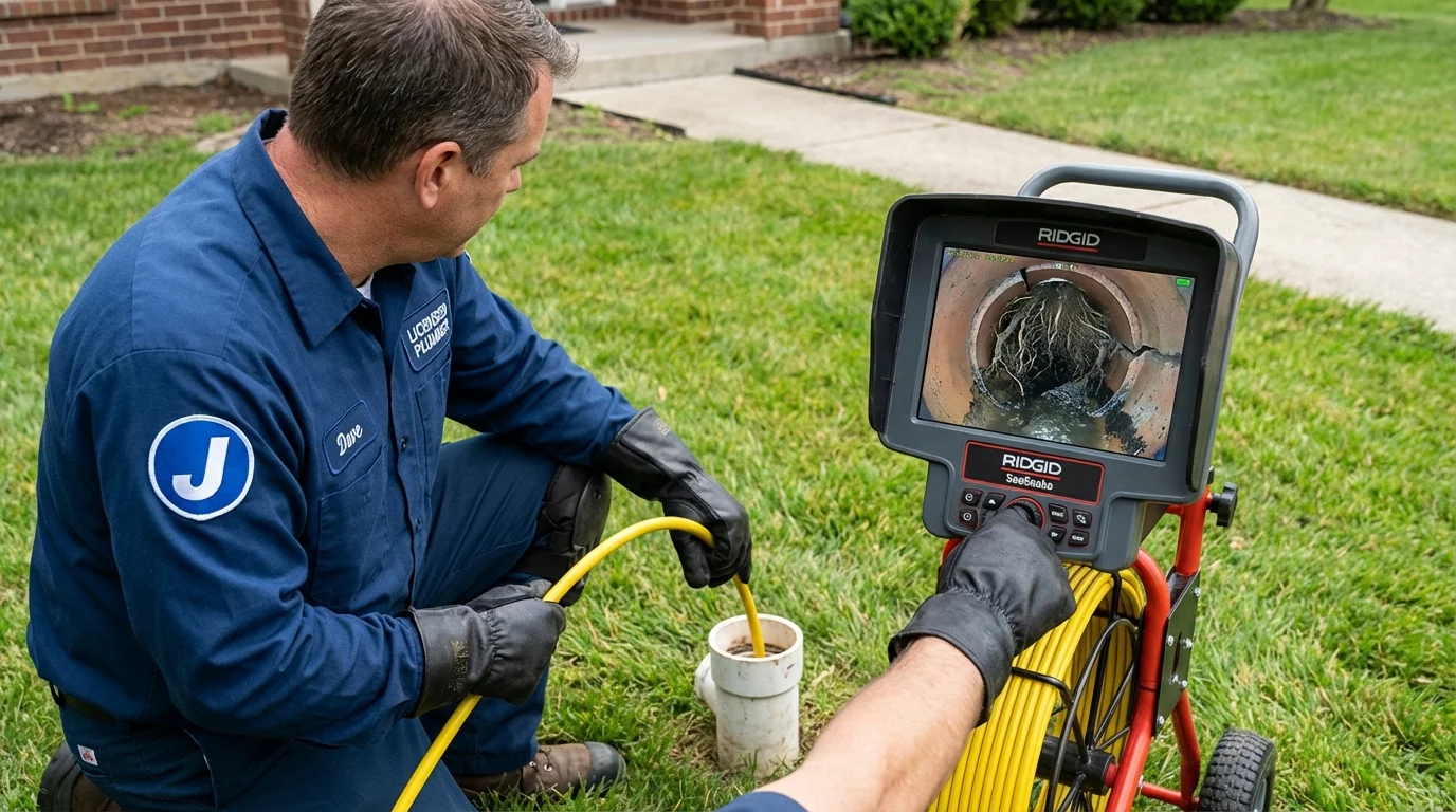 Sewer camera inspection being performed by Johns Plumbing LLC in Nora Springs